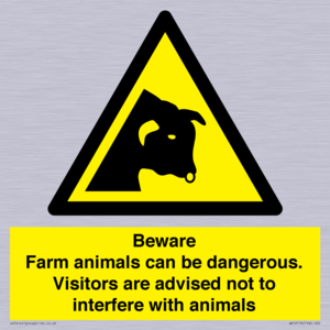 Beware Farm animals can be dangerous. Visitors are advised not to interfere with animals
